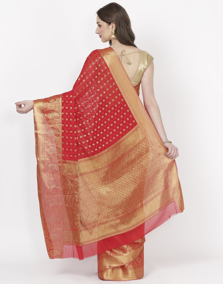 Red Art Chiffon Saree