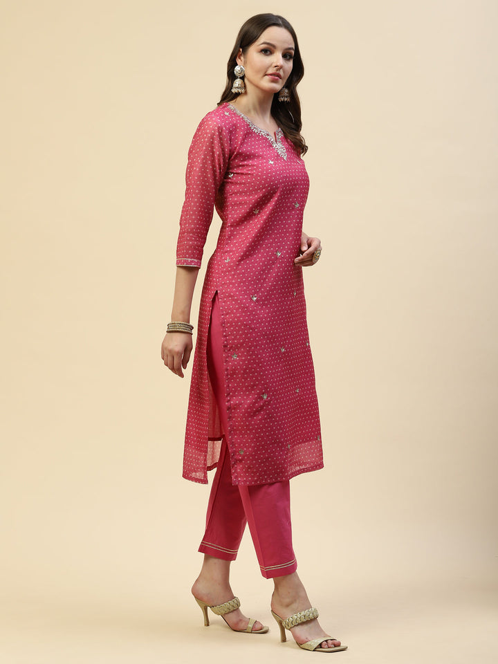 Gota Work Chanderi Kurta With Pants