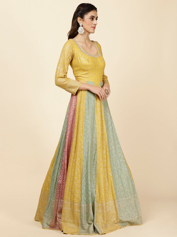 Sequin Embroidered Georgette Kurta With Churidar &amp; Dupatta