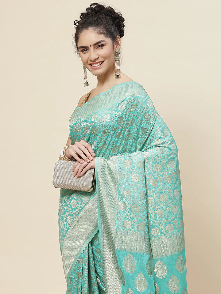 Zari Jaal Crepe Plain Saree