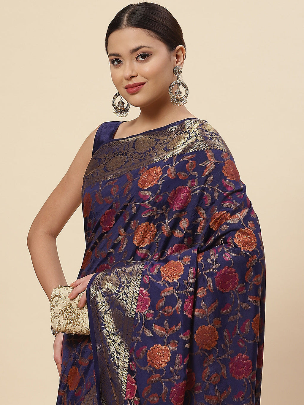Floral Zari Jaal Handloom Woven Saree