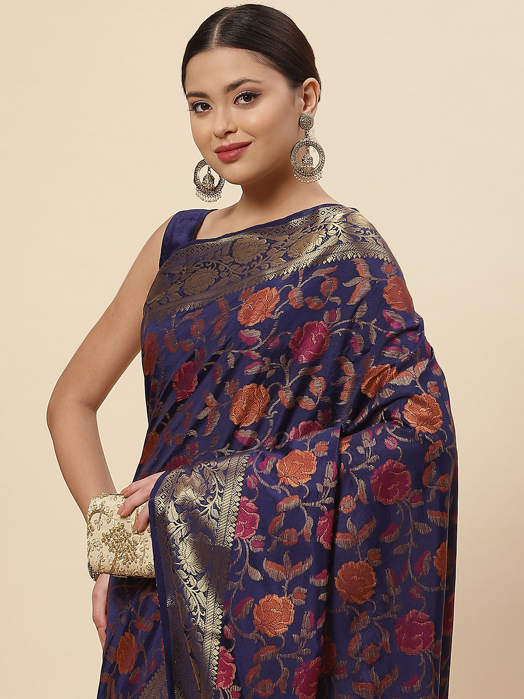 Floral Zari Jaal Handloom Woven Saree