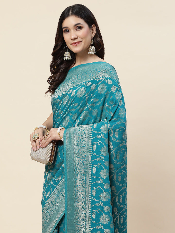 Zari Jaal Tussar Silk Plain Saree