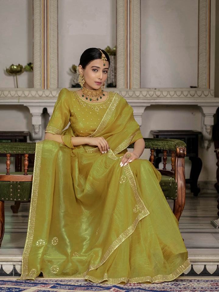 Stone Embroidery Organza Saree