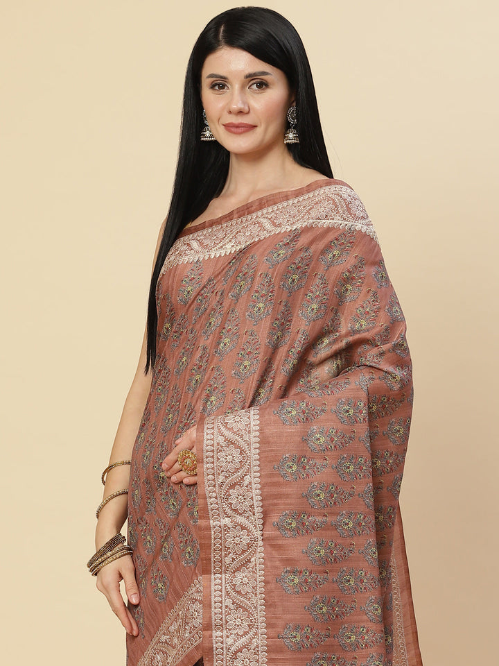 Digital Printed Tussar Saree