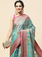 Floral Zari Jaal Cotton Woven Saree
