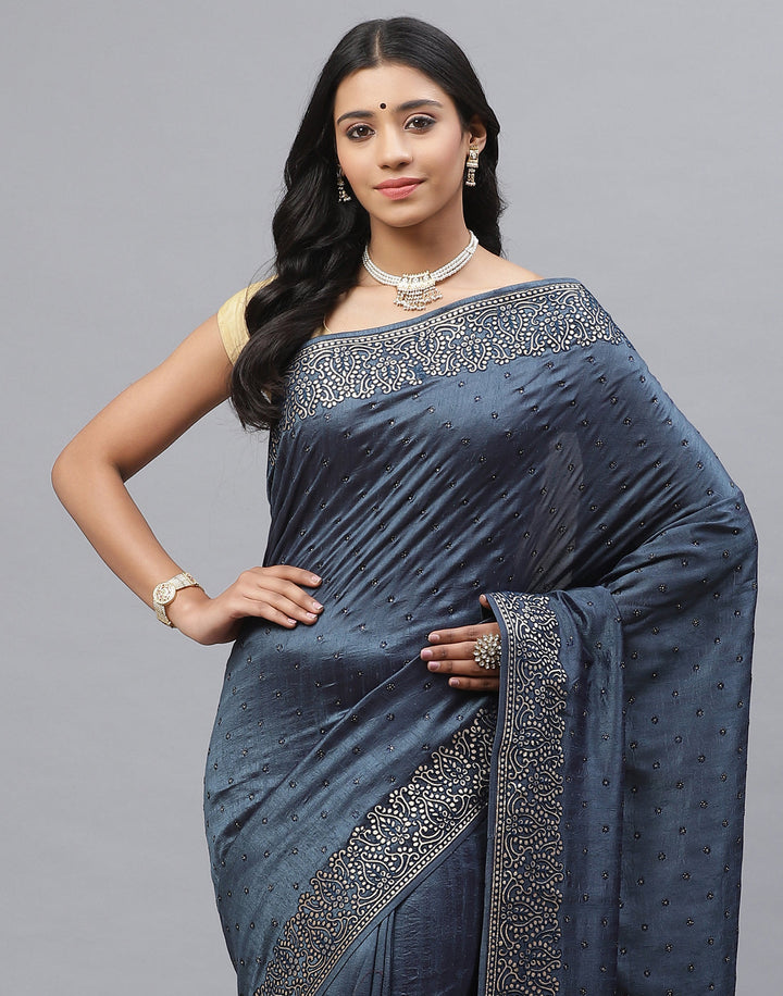 Dupion Silk Embroidery Saree