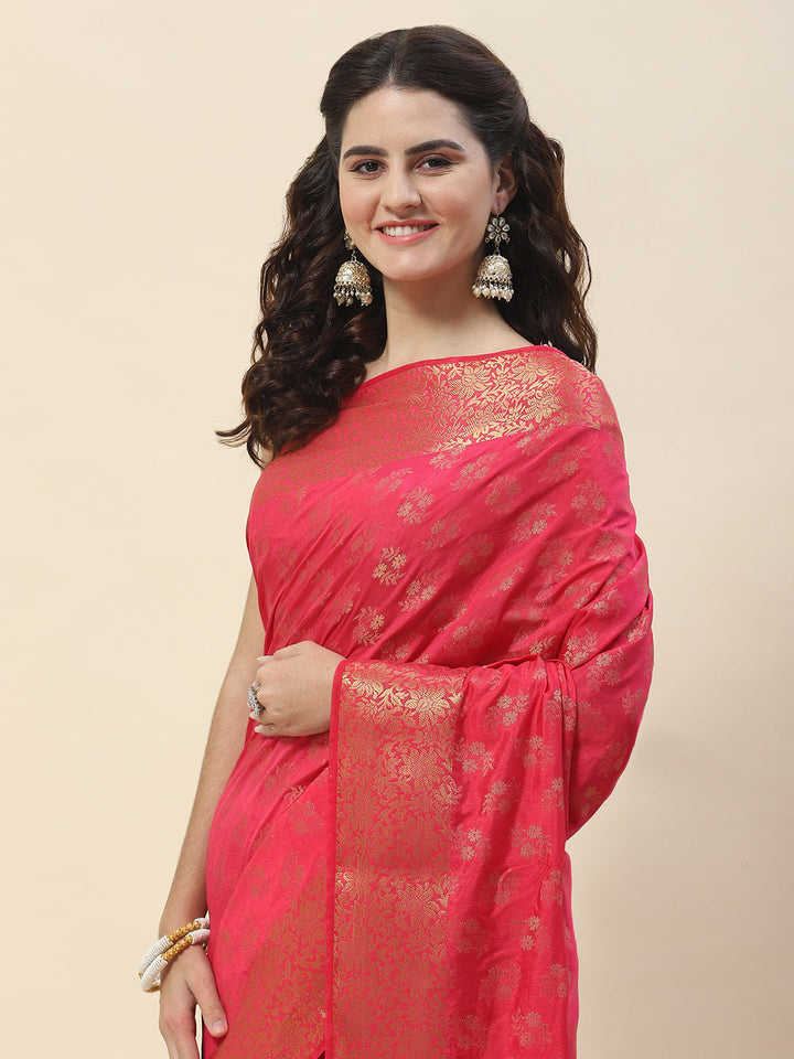 Zari Border Booti Woven Handloom Saree