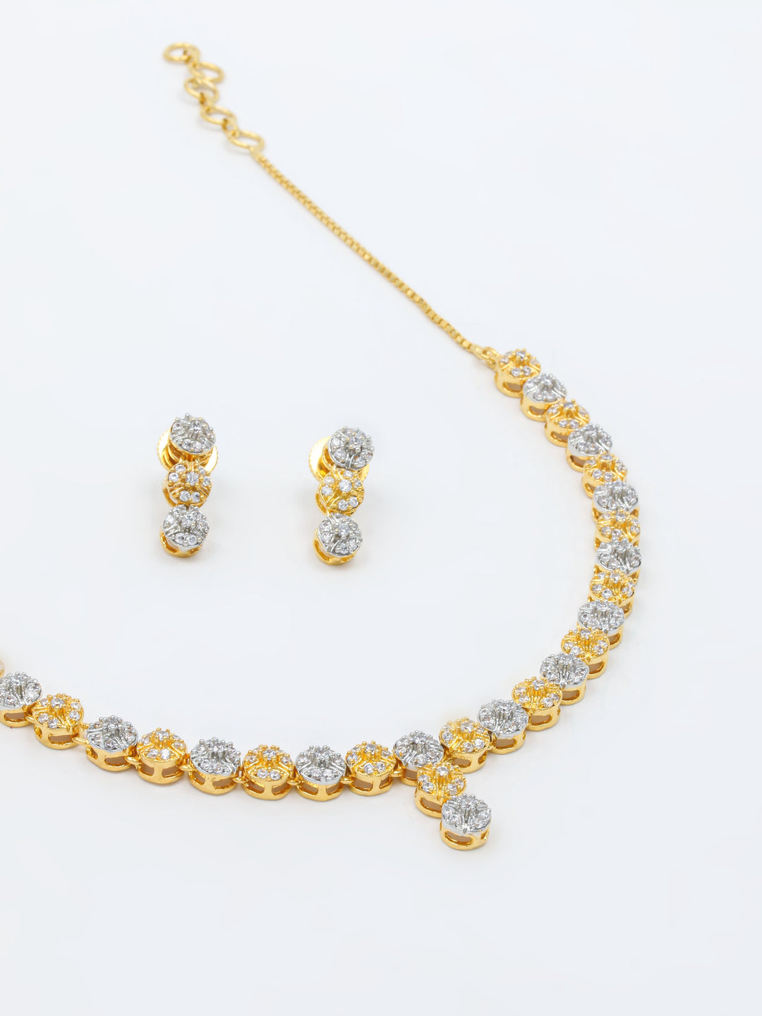 Golden &amp; White Stones Necklace Set