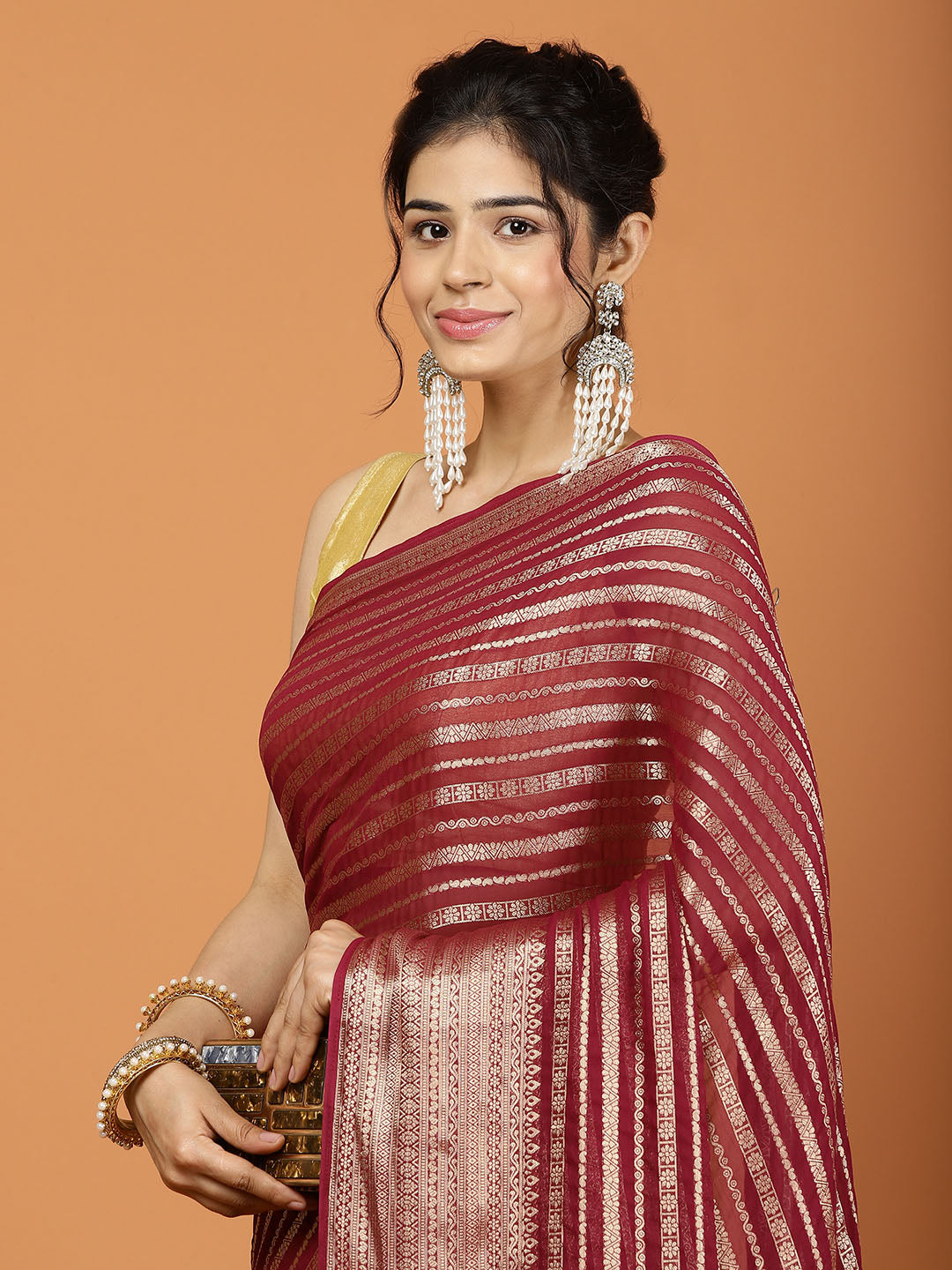 Zari Border Woven Georgette Saree
