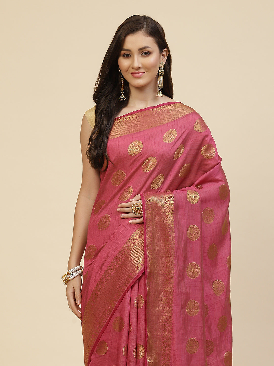 Zari Border Booti Handloom Woven Saree