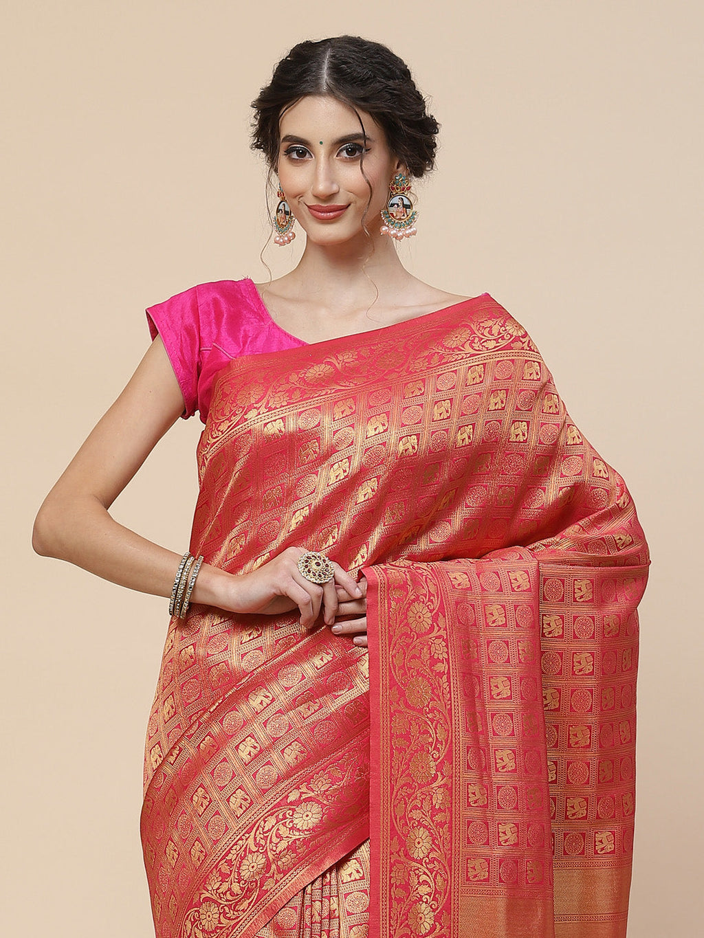 Brocade Zari Jaal Art Handloom Woven Saree