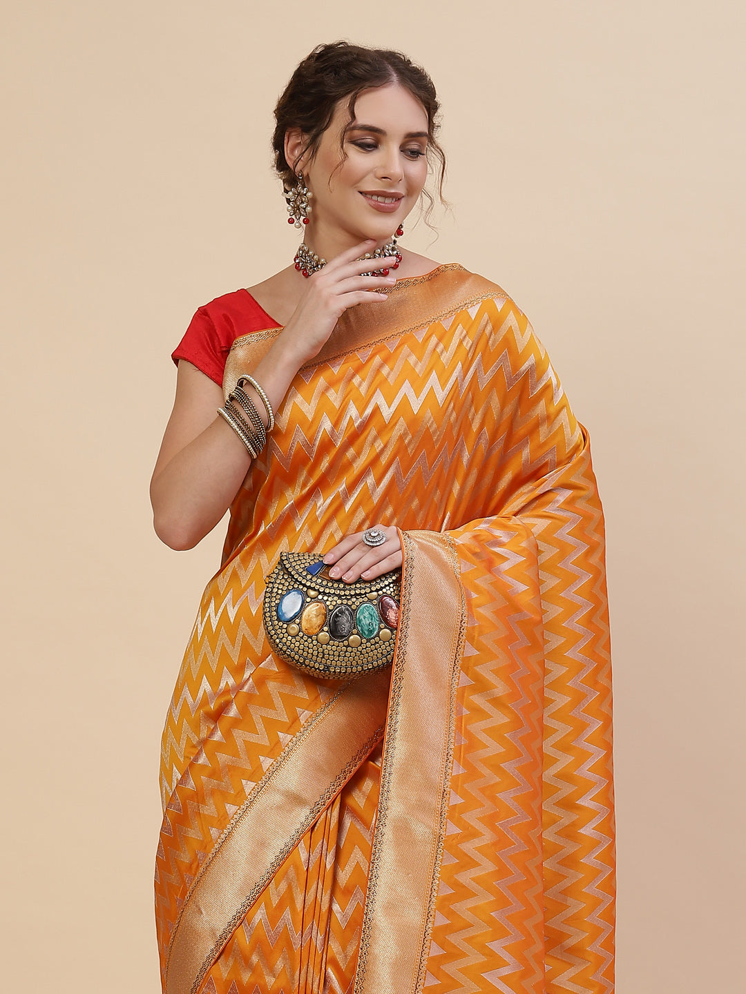 Zig Zag Banarasi Embroidered Saree