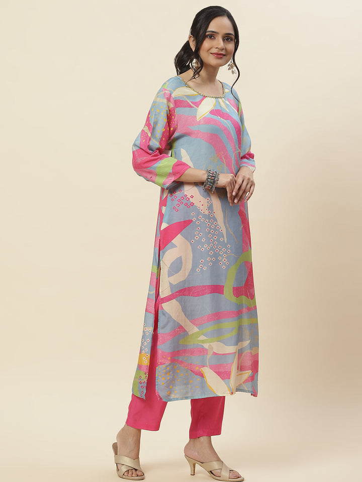 Printed Muslin Kurta With Pants