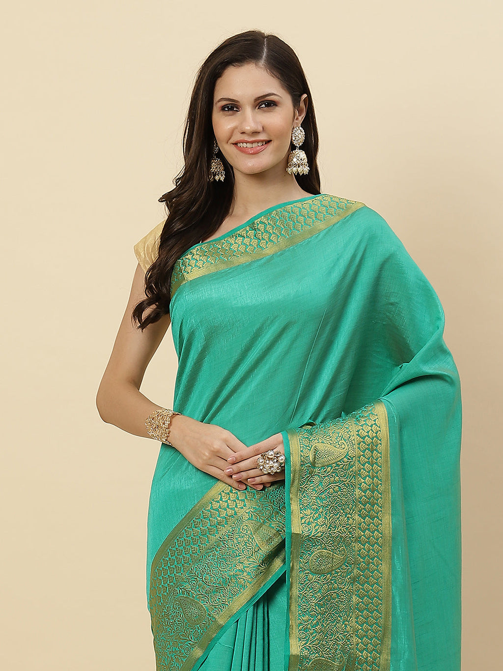 Plain Zari Border Art Handloom Woven Saree