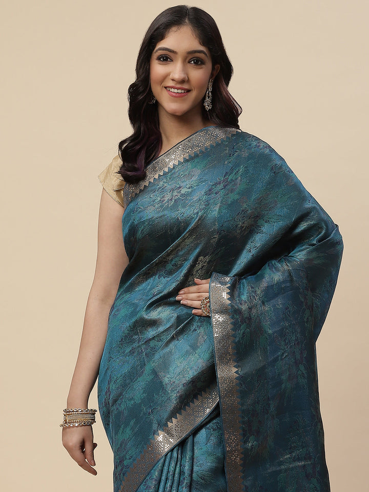 Sequin Embroidered Handloom Woven Saree