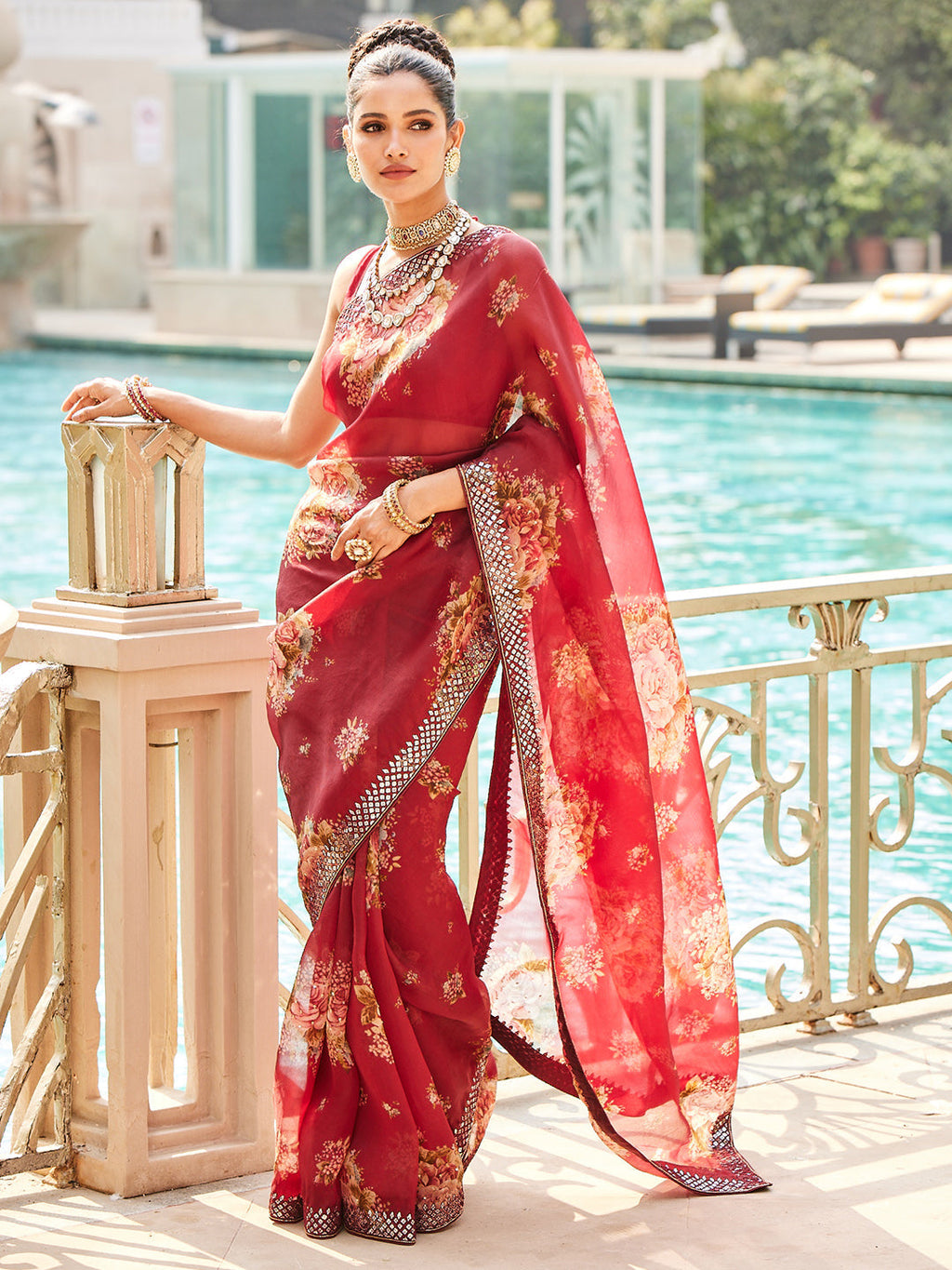 Printed Organza Kora Saree