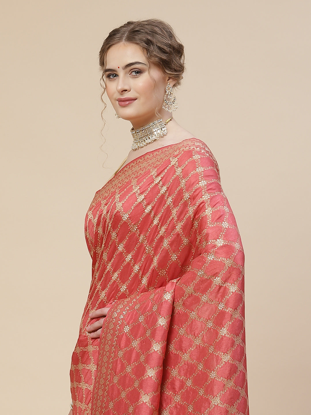 Zari Jaal Banarasi Woven Saree