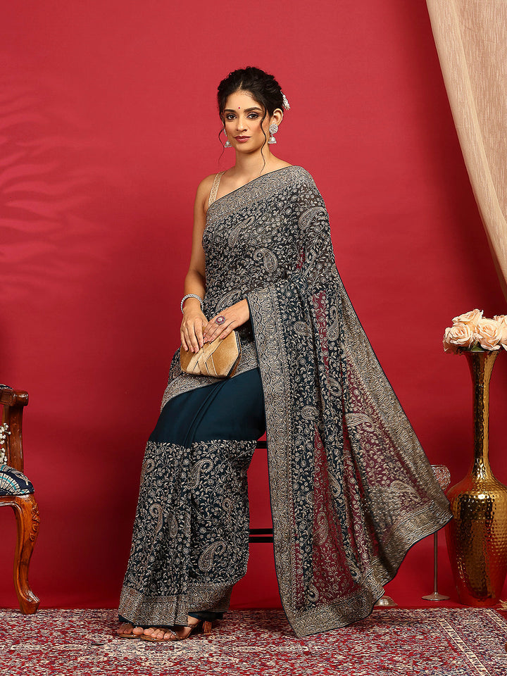 Embroidered Georgette Saree