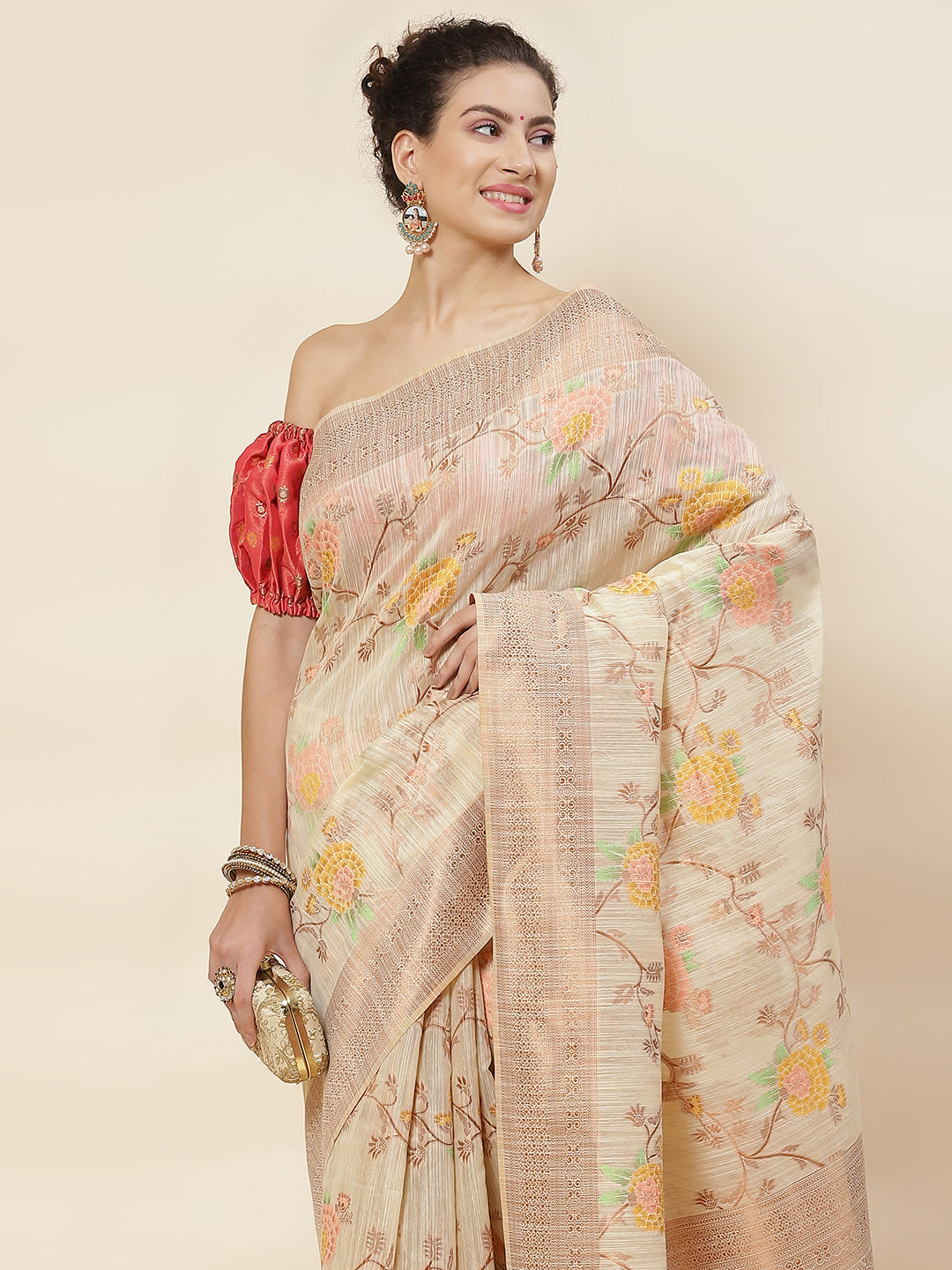 Zari Jaal Woven Cotton Saree