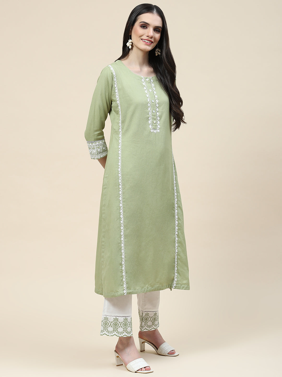 Plain Cotton Kurta With Pants