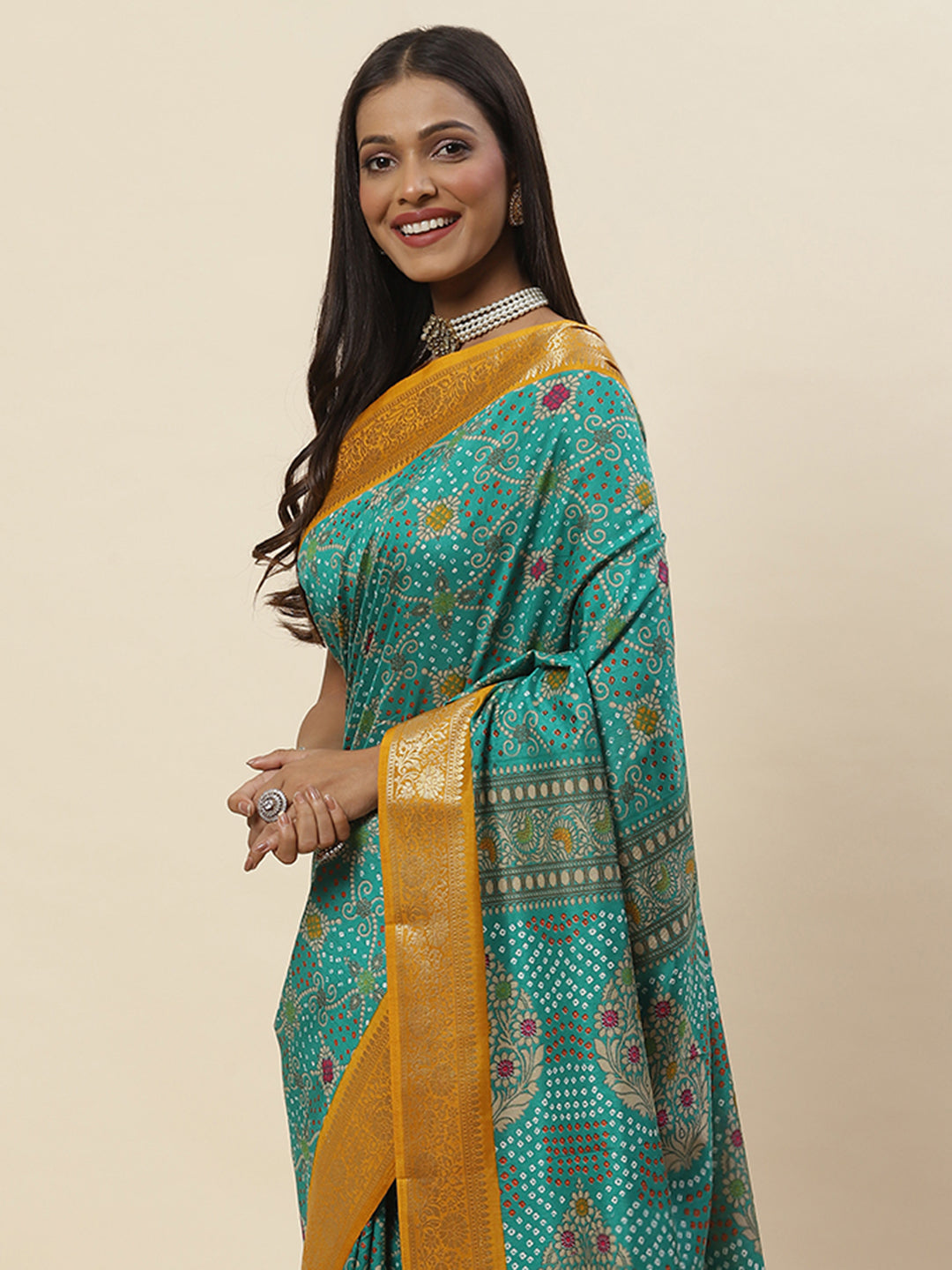 Zari Border Printed Handloom Saree