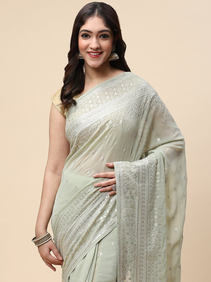 Sequin Embroidered Georgette Saree