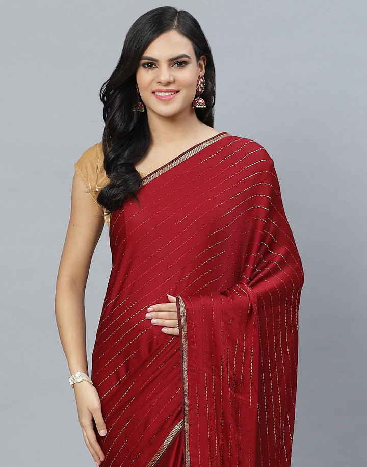 Stone Embroidered Chiffon Saree