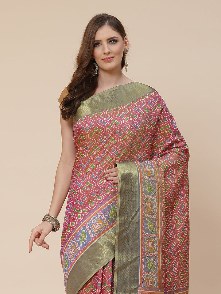 Patola Art Handloom Printed Saree
