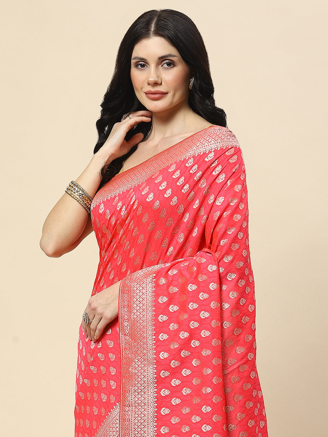 Zari Booti Woven Art Silk Banarsi Saree