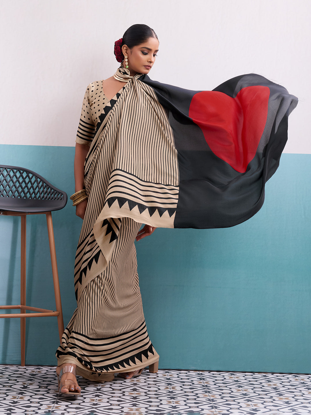 Printed Satin Saree