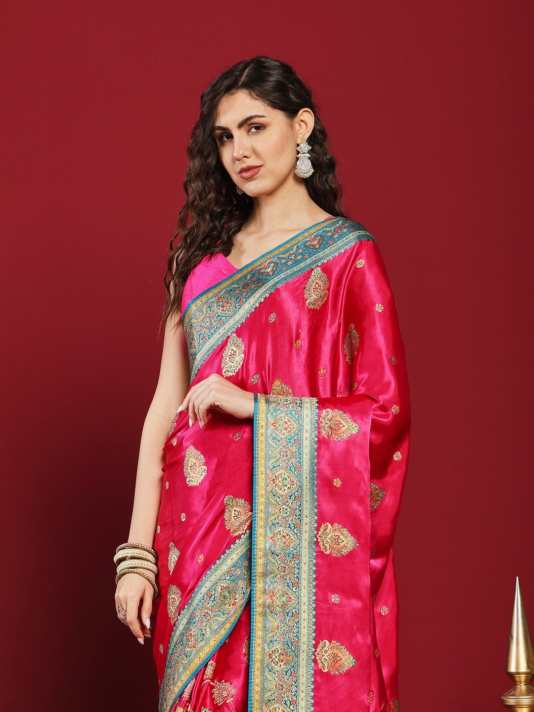 Woven Design Satin Saree
