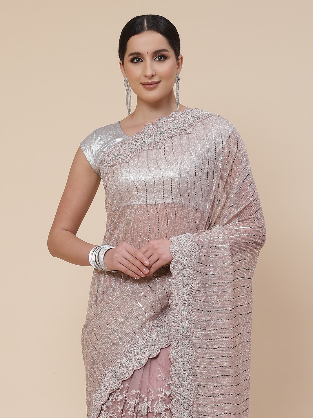 Stone Work Net Saree