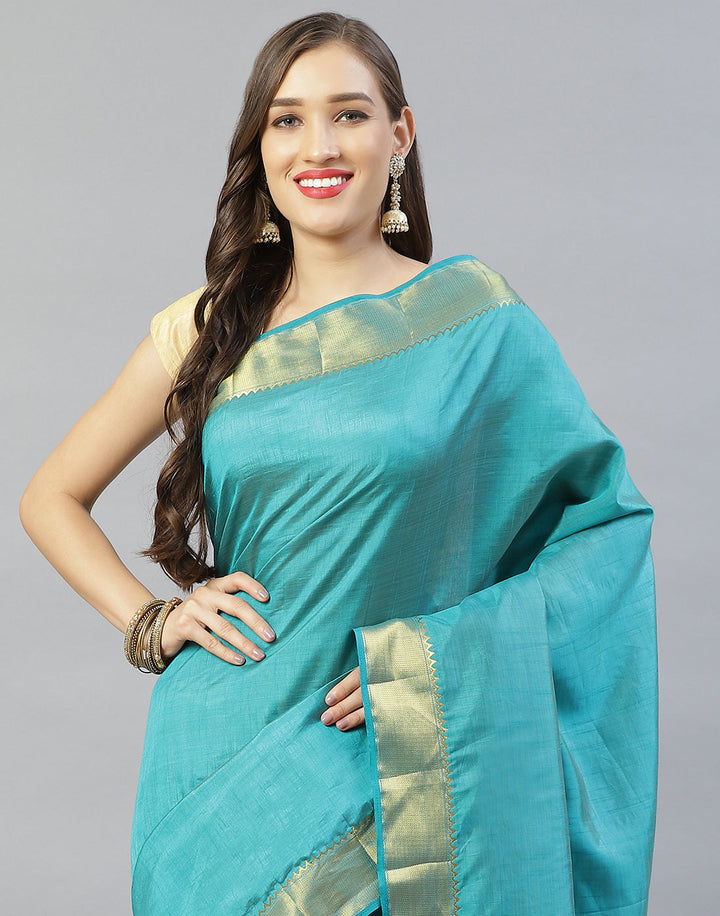 Plain Zari Border Art Handloom Woven Saree