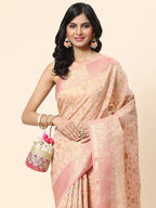 Floral Zari Jaal Cotton Woven Saree