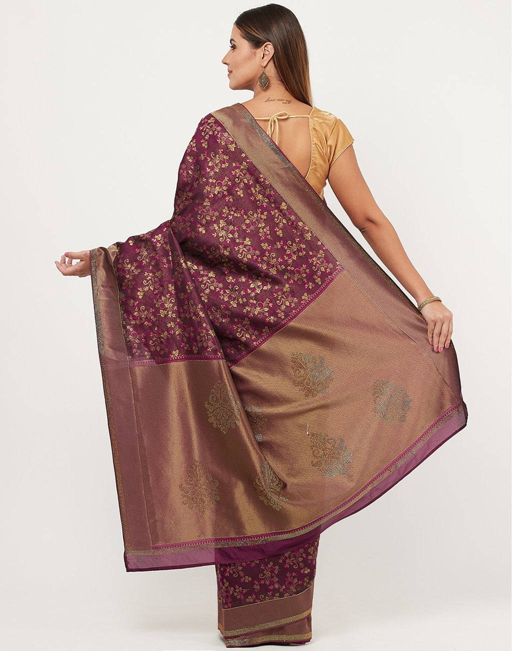 Purple Banarasi Woven Saree