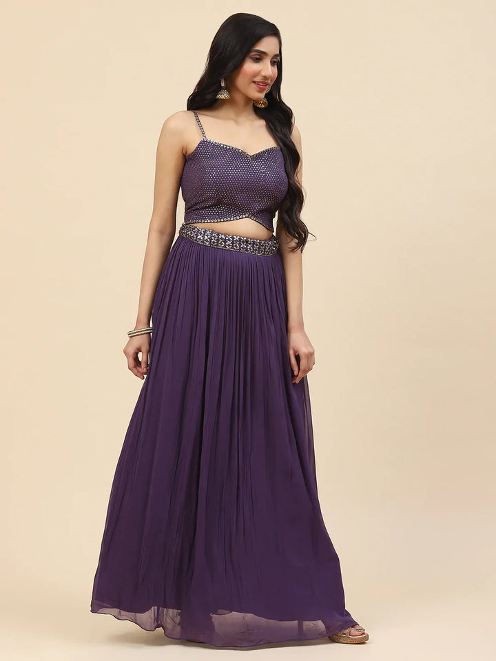 Sequin Embroidered Georgette Lehenga Choli With Dupatta &amp; Jacket