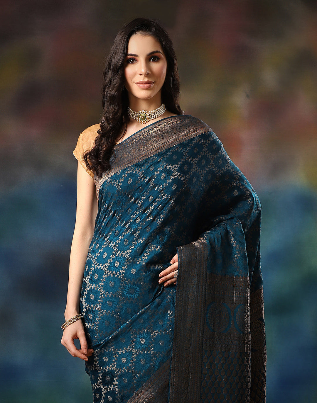 Zari Jaal Crepe Saree