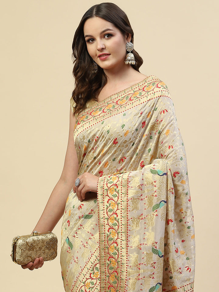 Brocade Zari Jaal Handloom Woven Saree
