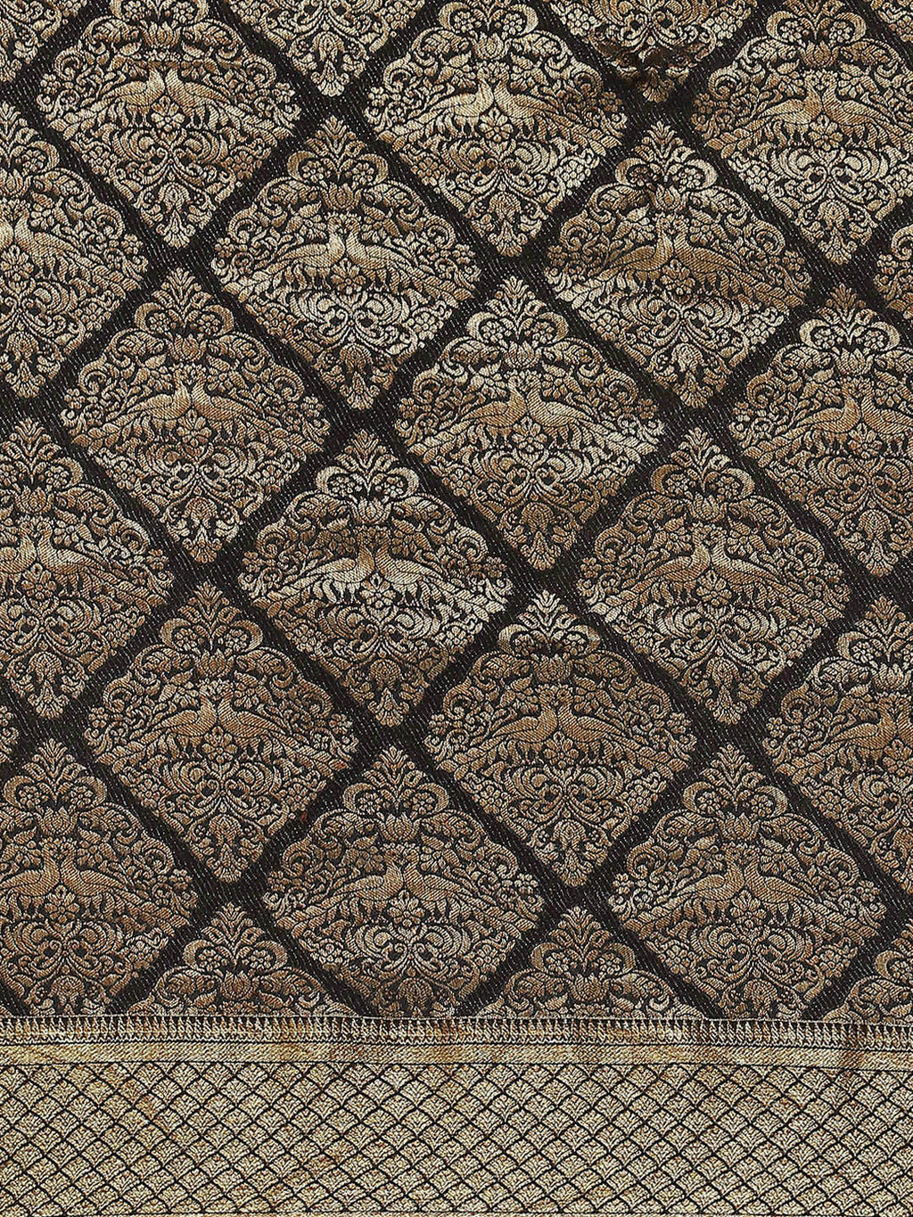 Antique Brocade Jaal Crepe Plain Saree