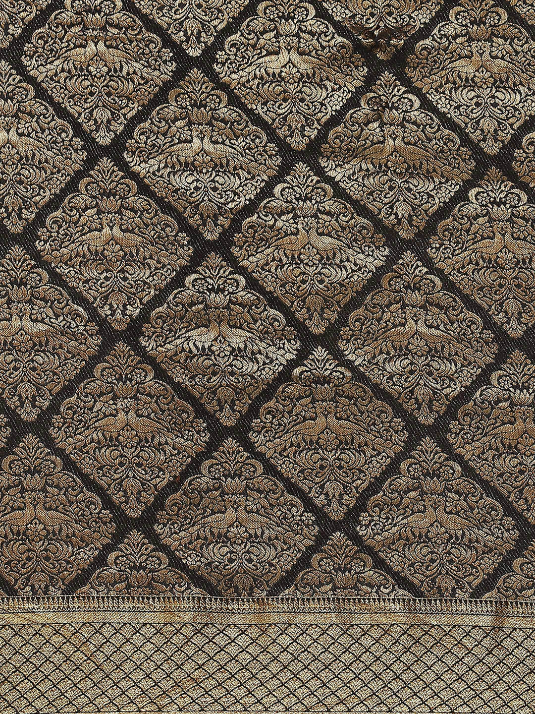 Antique Brocade Jaal Crepe Plain Saree