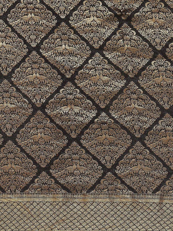 Antique Brocade Jaal Crepe Plain Saree