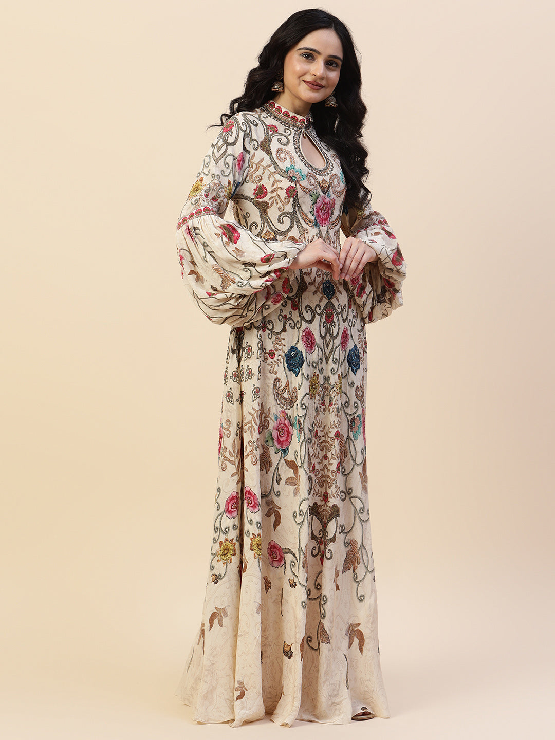 Digital Printed Crepe Gown