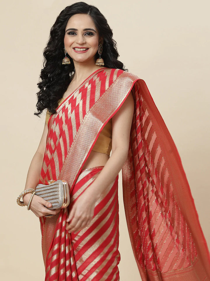 Zari Jaal Georgette Plain Saree