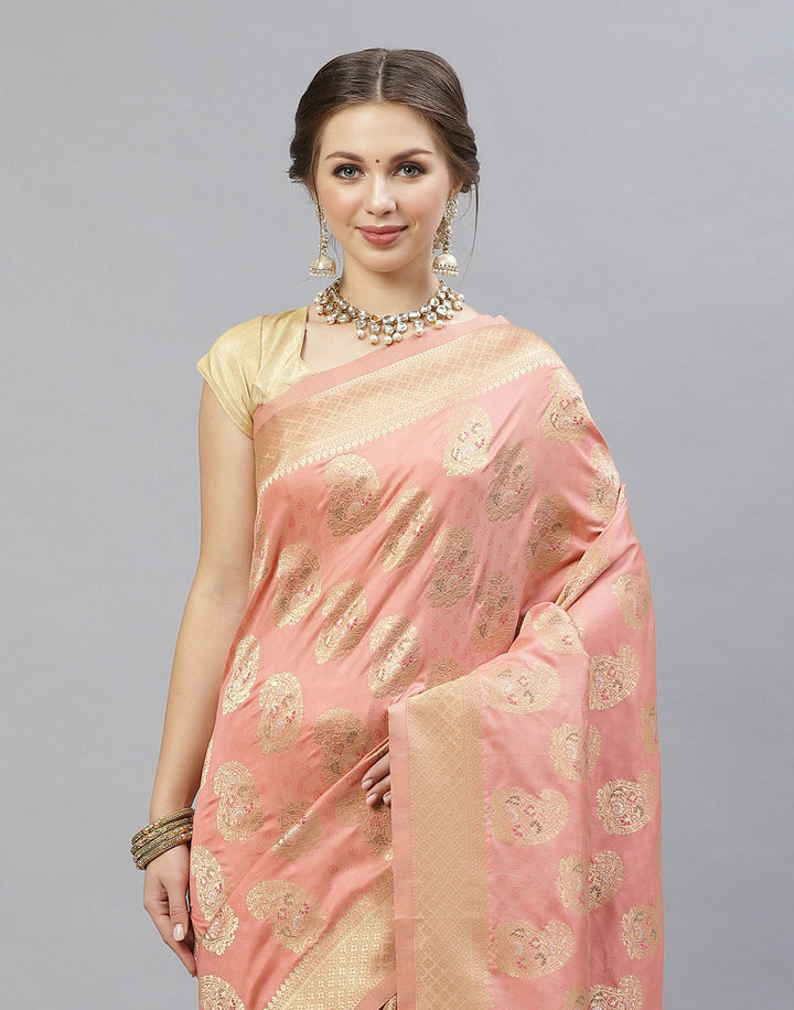 Woven Banarasi Zari Border Booti Saree