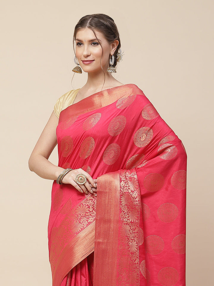Zari Border Booti Art Handloom Woven Saree
