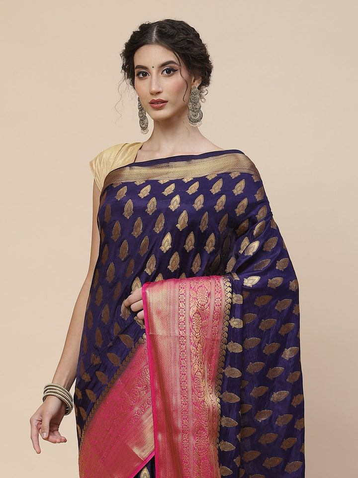 Zari Border Booti Work Art Handloom Woven Saree