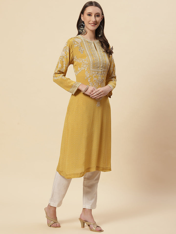 Printed Crepe Kurta