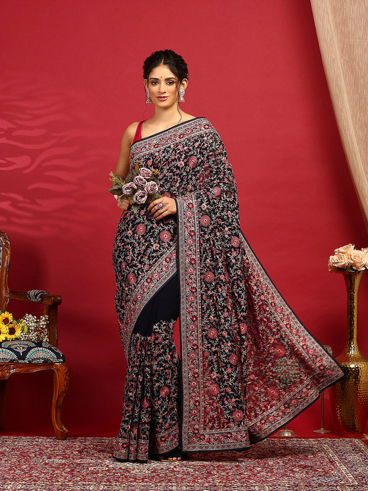 Embroidered Georgette Saree