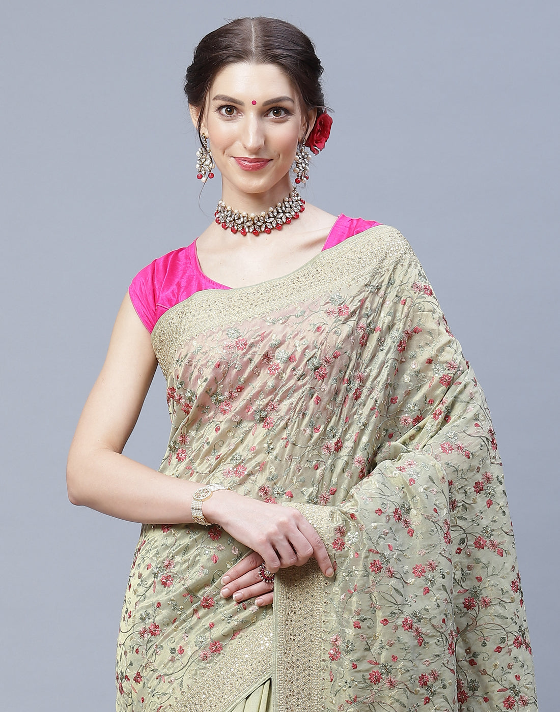 Banarasi Tissue Saree With Embroidery
